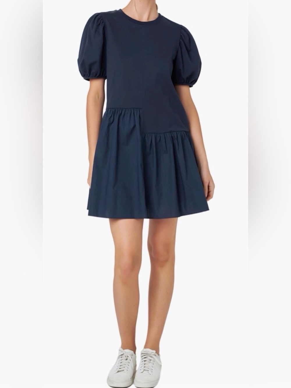 English factory Women's black Puff-Sleeve Tiered Mini Dress size small